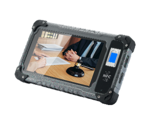 HUGEROCK B70 2.0ghz IP 67 1000 nit 10000mAh Waterproof android fingerprint Rfid Integrated Reader vehicle 7" rugged tablet