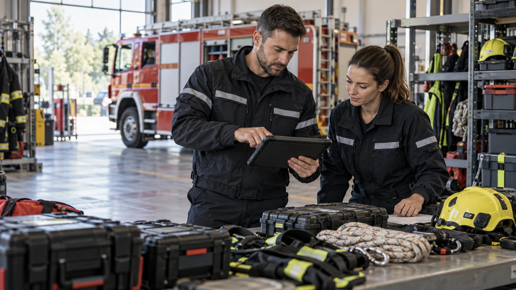 Fire-response information & equipment workflows — application illustration